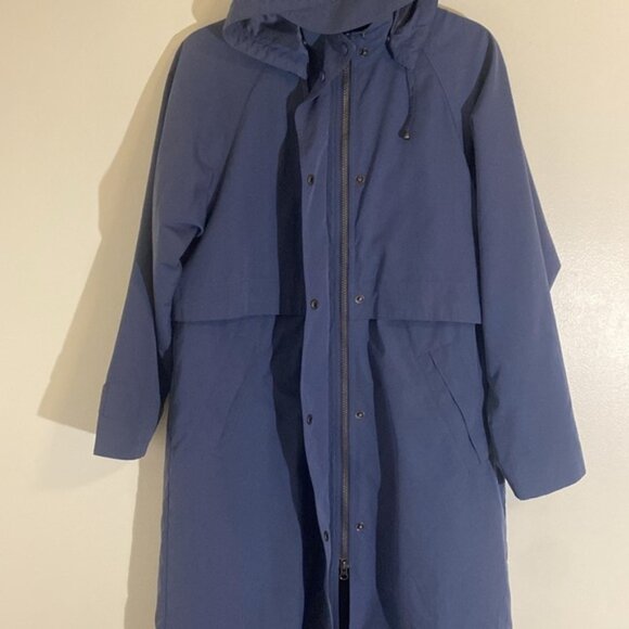 L.L. Bean Full Length Blue Purple Trench Coat Rain Jacket Women’s Small - Picture 9 of 11